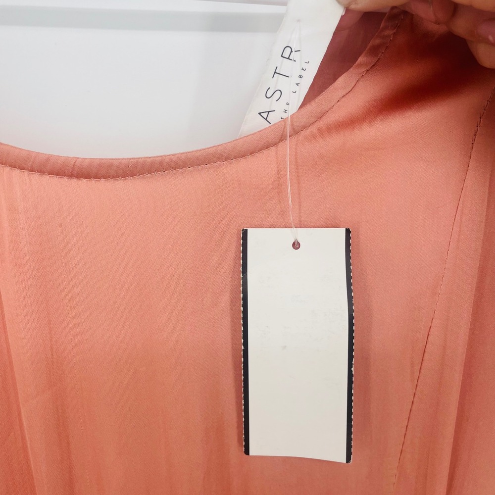 Blush Satin Midi Dress in Rose Blush with Balloon Sleeves - Picture 14 of 16